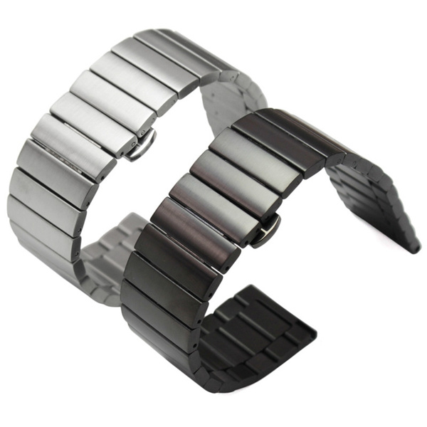 black metal bracelet watch