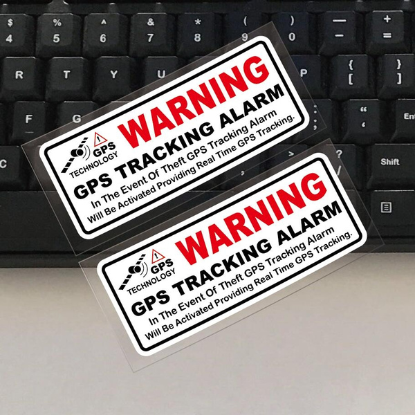 WARNING CAR ALARM REMOTE TRACKING DECAL SIZE 75MM BY 30MM SET OF 4 