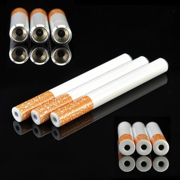 Aluminum Cigarette Shaped Metal Pipe 78mm / 55mm Tobacco Pipe Portable ...