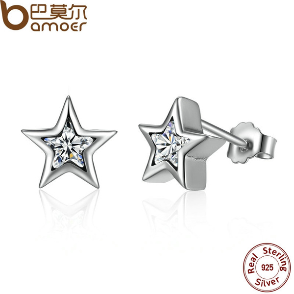 Clear CZ 925 Sterling Silver Star Push-back Women Stud-Earrings Jewelry Brincos Pendientes Mujer PAS436 Starshine Clear CZ 925 Sterling Silver Star Push-back Women Stud-Earrings Jewelry Brincos Pendientes Mujer PAS436 Starshine