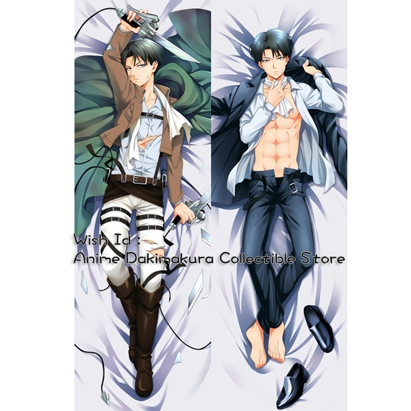 Attack On Titan Shingeki no Kyojin Dakimakura Levi Anime Hugging Body  Pillow Case Cover 02 (Size: 59 , Color: White)
