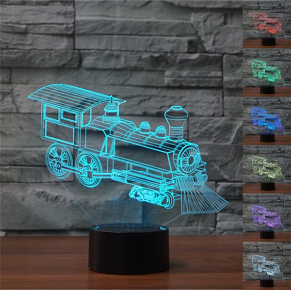 Steam Locomotive 3d Night Light 7, Railroad Table Lamp