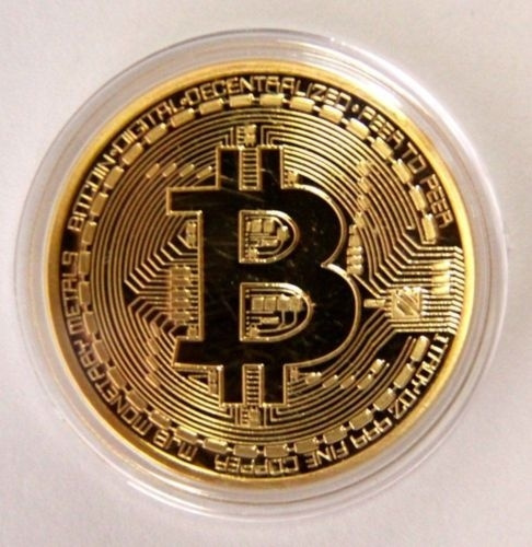 Gold Plated Bitcoin Commemorative Round Collectors Coin Bit Coins Gift with case 