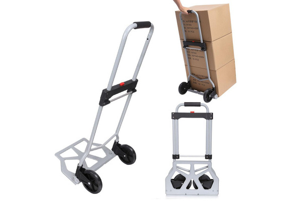 Portable Folding Hand Truck Dolly Luggage Carts Silver 220 lbs Handling Cart 