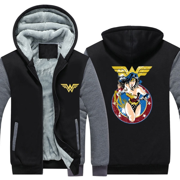 Wonder Woman Sweater Zipper Thicken Hoodie Unisex Jacket Winter WARM Coat{s 