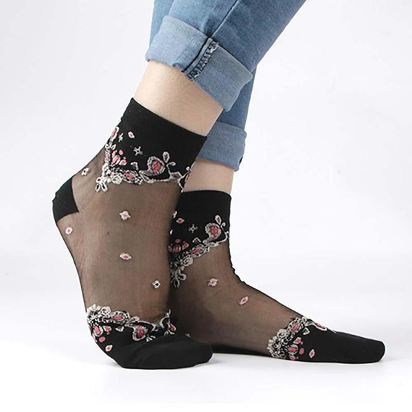 1 Par De Calcetines Transparentes Ultrafinos Para Mujer 1 Par De Calcetines Transparentes Ultrafinos Para Mujer