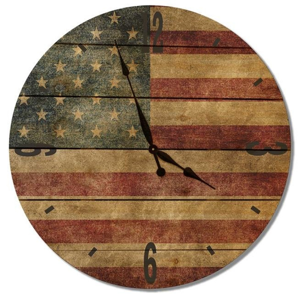 Day Dream RFC16 16 in. Rustic Flag wood Wall Clock Wish