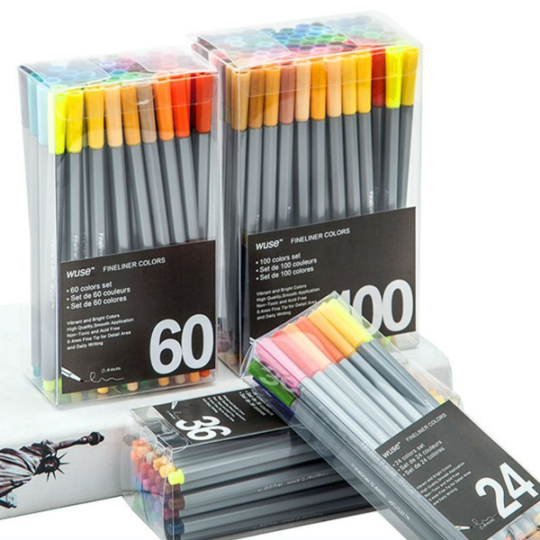 0.4 Mm 24/36/60/100Pcs Colors Fineliner Color Pen Set, 0.38 mm