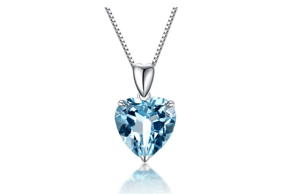 aquamarine heart pendant necklace