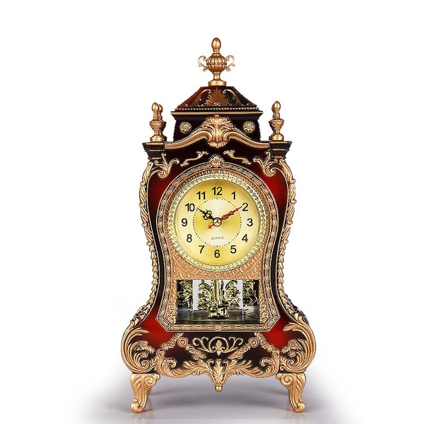 Table Clock Vintage Clock Classical Royalty Sitting Room Tv Cabinet Desk Imperial Furnishing Creative Sit Pendulum Clock Wish
