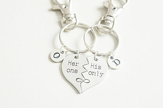 Boyfriend Girlfriend Keychain, His and Her Gift, Couples Personalised ...