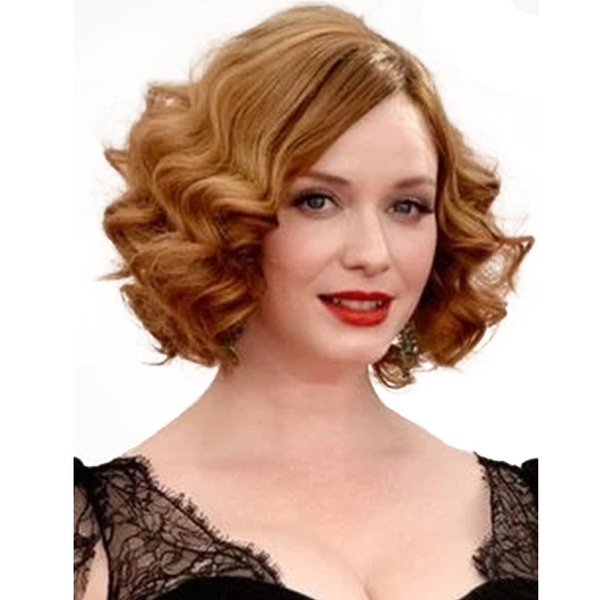 1920s Medium Curly Hair Natural Wig Black/Blonde Flapper Hairstyles Women  Synthetic Wigs | Wish