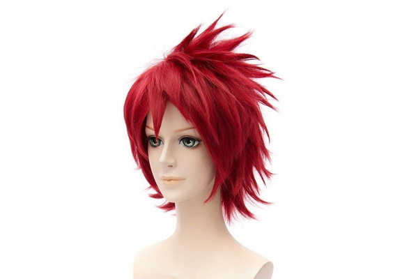 short spiky red wig