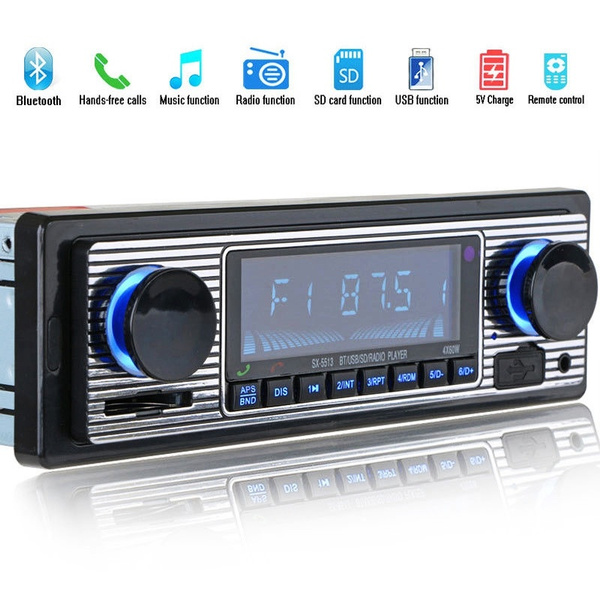 Retro Look Autoradio Bluetooth USB SD In-Dash FM MP3 Design Radio Oldtimer Style 