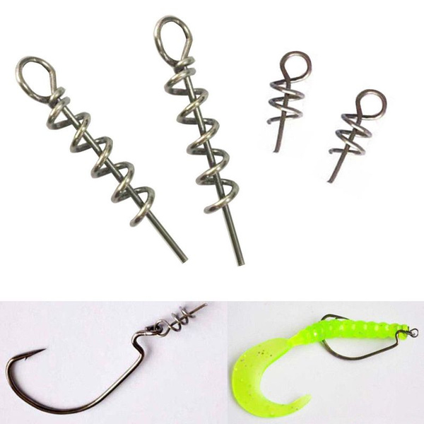 100pcs Fishing Lures Hook Pin Spring Fixed Latch Needle Soft Worms