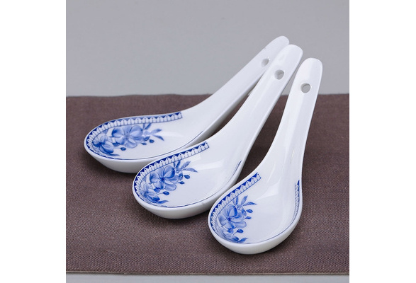 5 uds. Cuchara de cerámica azul de estilo chino vajilla de cuchara 
