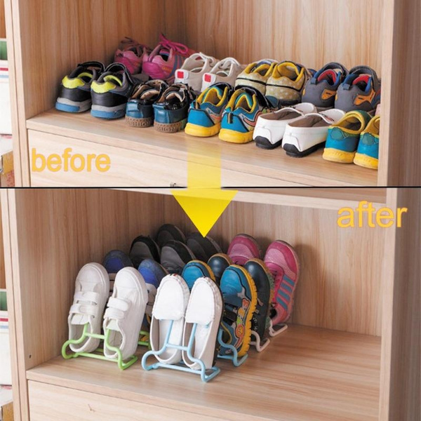 KIDE 2pcs Multi-functional Plastic Shoes Rack Shoe Hanger Hanging Hook Shelf Holder Shoe Drying Rack 