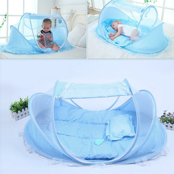 extract Midden Motel KidsTime Baby Travel Bed,Baby Bed Portable Folding Baby Crib Mosquito Net Portable  Baby Cots Newborn Foldable Crib(BLUE) | Wish