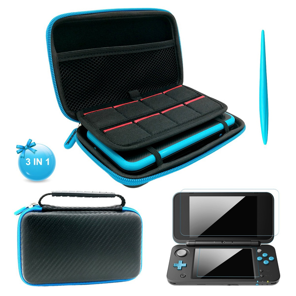 3 In 1 Case For New Nintendo 2ds Xl 2ds Xl Case With Stylus 2 Screen Protector Film And 8 Pcs Game Card Cases Black Wish