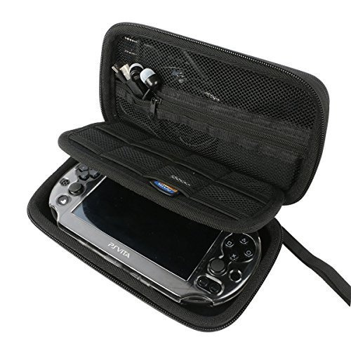 Khanka All In One Double Compartment Hard Carry Travel Case Bag For Sony Psvita Ps Vita 1000 And Psvita Slim Psv 2000 Psp Playstation 3000 Video Console Mesh Pocket For Charger Cable Game Cards Wish