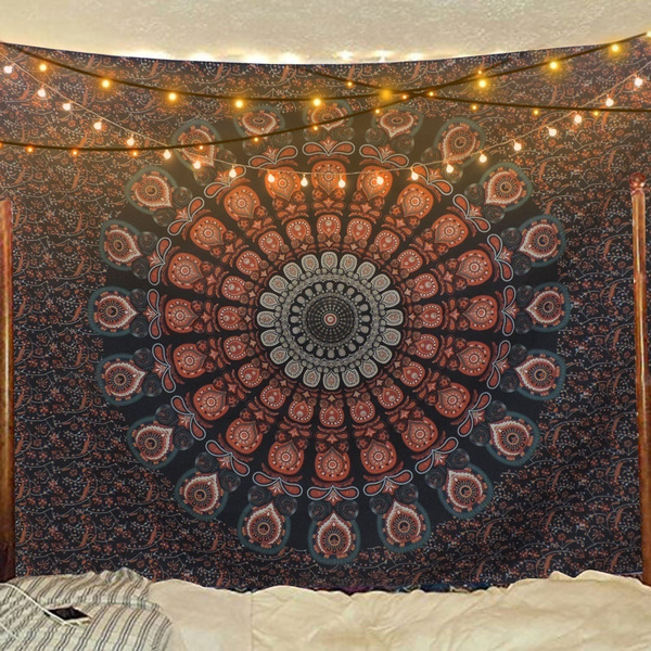 Flower Print Mandala Tapestry Bohemian Hippie Wall Hanging Background Fabric Home Decor Wish - Wall Hanging Tapestry Hippie