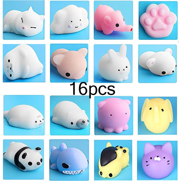 Mochi Squishy Toys, 16 Pcs Kawaii Squishies Mini Animals Stress Toys, Cute  Squishy Toys Stress Reliever | Wish