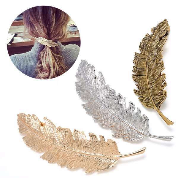 Women Leaf Feather Hair Clip Hairpin Barrette Bobby Pin Hair Accessories Fashion 