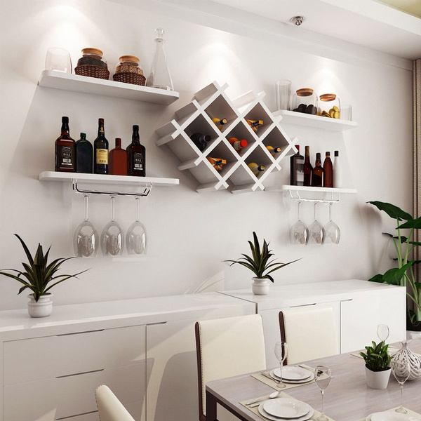 Set Of 5 Wall Mount Wine Rack W Storage Shelves And Glass Holder White Wish - Wall Mounted Wine Rack With Glass Holder Storage Shelf Set Of 5 Wall Mount Wine Rack W Storage Shelves And Glass Holder White Wish - Wall Mounted Wine Rack With Glass Holder Storage Shelf