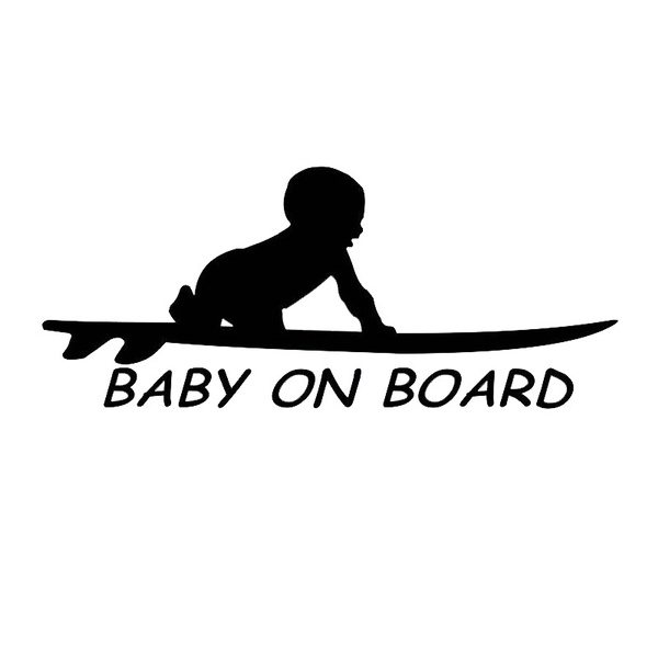 Surfer Baby on Board Car/Truck Safety Vinyl Window Sticker Sign Decal 3 Colors 