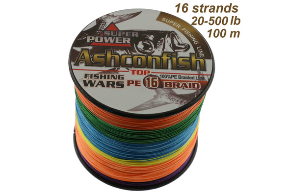 Ashconfish 16 Strands 20-500lb Braided 100M 109yards Super Strong Sea  Fishing Line PE Line Colorful Multifilament Fishing Accessories