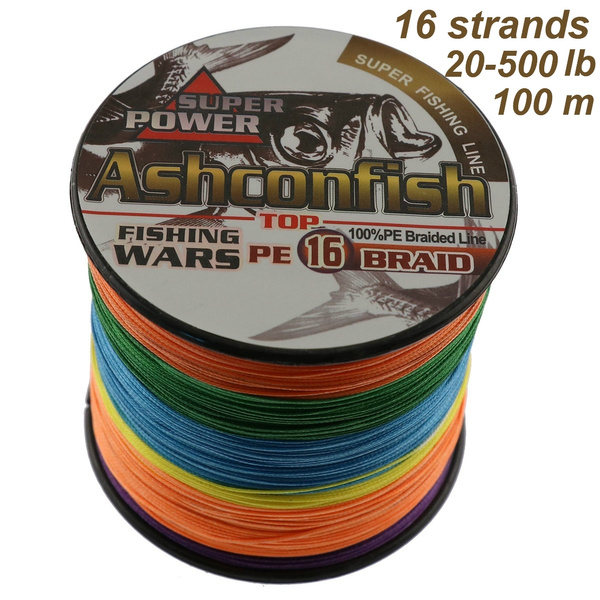 Ashconfish 16 Strands 20-500lb Braided 100M 109yards Super Strong Sea  Fishing Line PE Line Colorful Multifilament Fishing Accessories