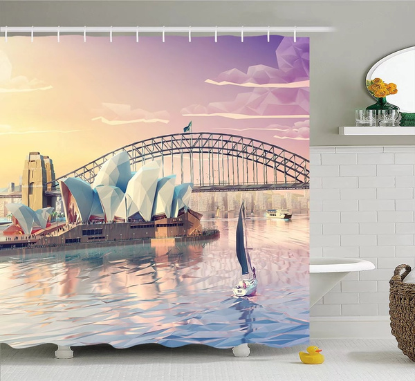 Sydney Opera House bathroom decor shower curtains, Art Print Polyester