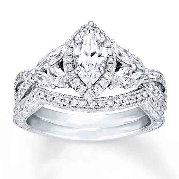 Sterling Silver .925 CZ Marquise Engagement Ring Wedding Band Bridal Set 5-10 