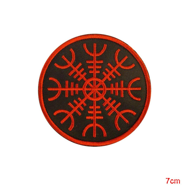 FANCY VIKING COMPASS PATCH Vegvisir IRON-ON EMBROIDERED ICELANDIC NORSE RUNE 
