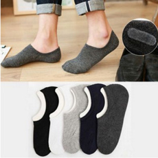 3 Pairs Casual 100% Cotton Women/Men Invisible Low Cut Cotton Boat Non-Slip Loafer No Show Socks Wholesales