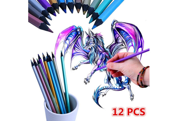 Metallic//Fine Art Non-toxic Colored Drawing Pencils 12 Colors Sketching SurePromise Limited