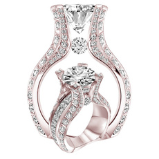 Women, DIAMOND, 18krosegoldfilled, wedding ring