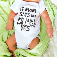 Newborn Infant Baby Boys Girls Bodysuit IF MOM SAYS NO MY AUNT WILL SAY YES Letters Printed Romper Jumpsuit Outfits Sunsuit Clothes