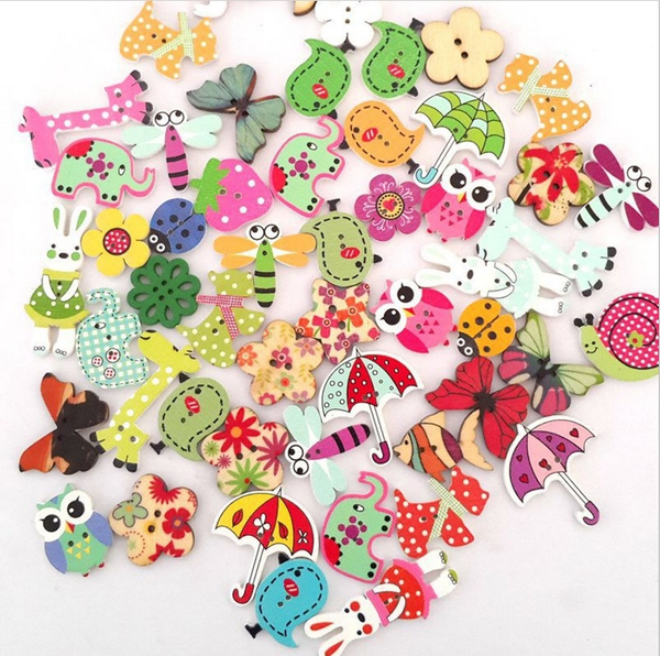 40pcs Mixed Color Animals Bee Shape Wooden Buttons Fit Sewing//Scrapbook snk806