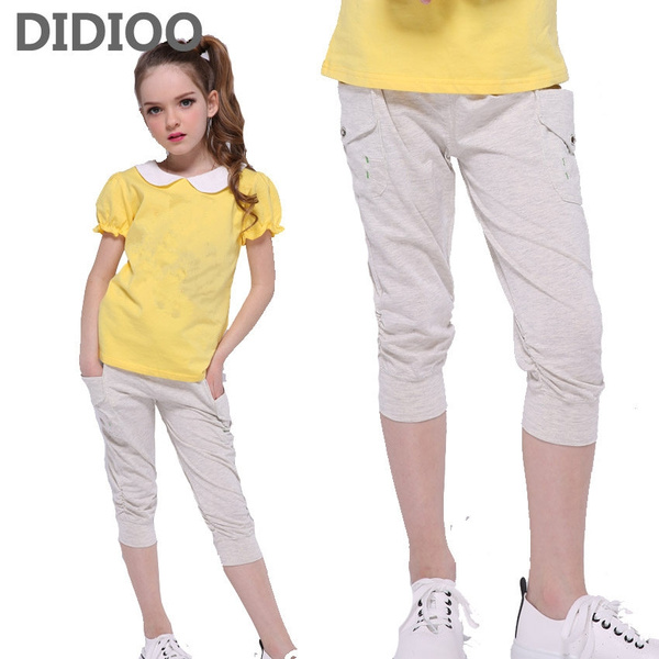Kid Trousers Girl Denim Short with Patched Lace and Belt - China Girl Short  and Denim Pants price | Made-in-China.com