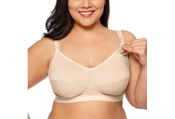 Gratlin Women's Softcup Supportive Plus Size Wirefree Cotton Maternity  Nursing Bra