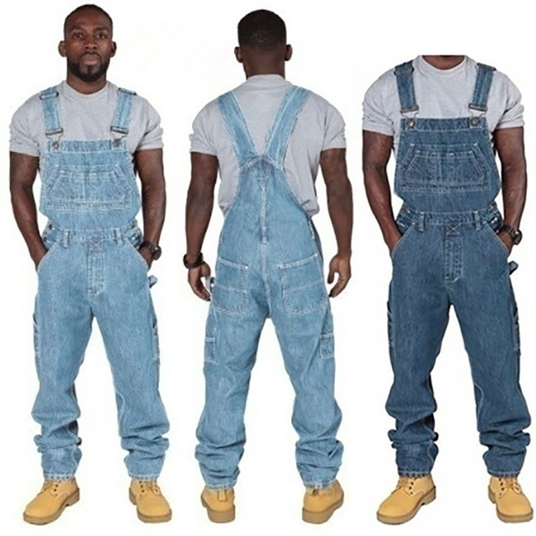 Amazon.com: JUZHIJIA Men Denim Jumpsuit Long Sleeve Blue Workwear Hip Hop  Streetwear Jeans Overalls Cargo Pants Leisure Freight Trousers Blue S:  Clothing, Shoes & Jewelry