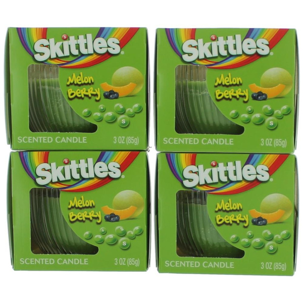 Skittles Scented Candle 4 Pack of 3 oz Jars Melon Berry Wish