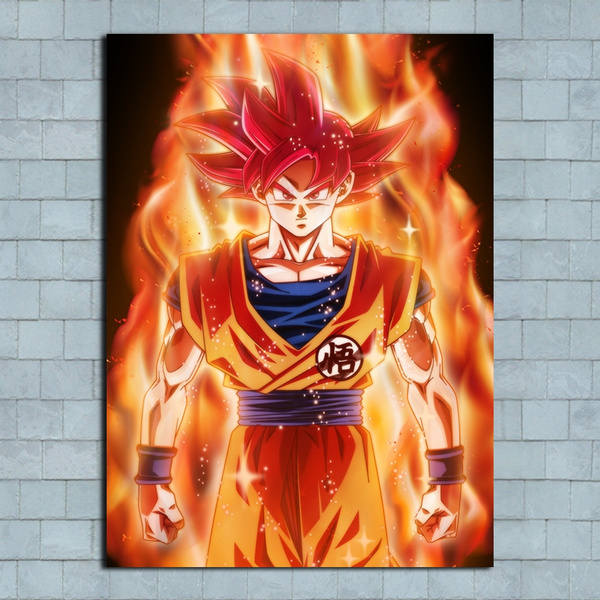 1 Piece No Framed Cartoon Character God of Super Saiyan Goku Picture  Printed Dragon Ball Canvas Art Children Room Wall Decor | Wish