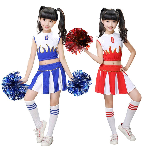 Red Blue Kids Girls Cheerleader Costume