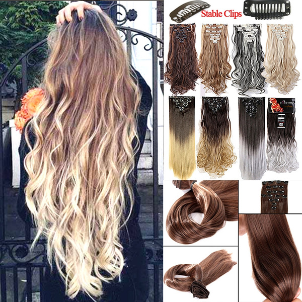 8 Pieces Clip In Hair Extensions Real Soft Natural Synthetic Hair Extensions  30 Beauty Colors | Wish