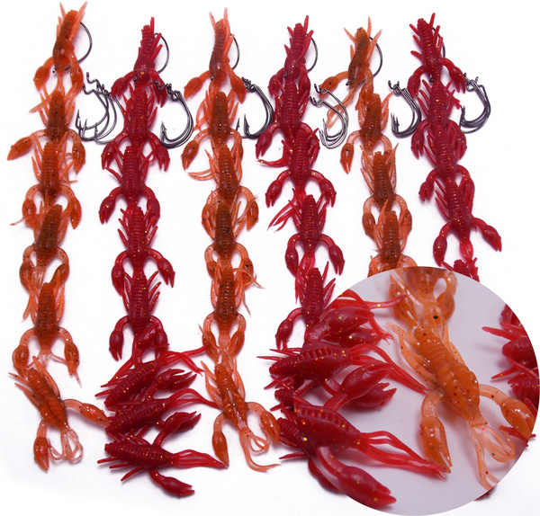72pcs Small Floating Soft Crawfish kit for Weightless Texas Rig weedless Fishing Lures