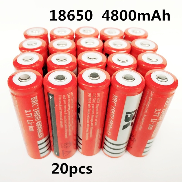 20pcs 18650 rechargeable lithium 4800mAh Li-ion battery for flashlight Torch 18650 Batteries | Wish