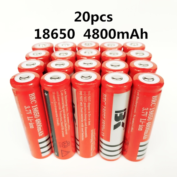 20pcs 18650 rechargeable lithium 4800mAh Li-ion battery for flashlight Torch 18650 Batteries | Wish