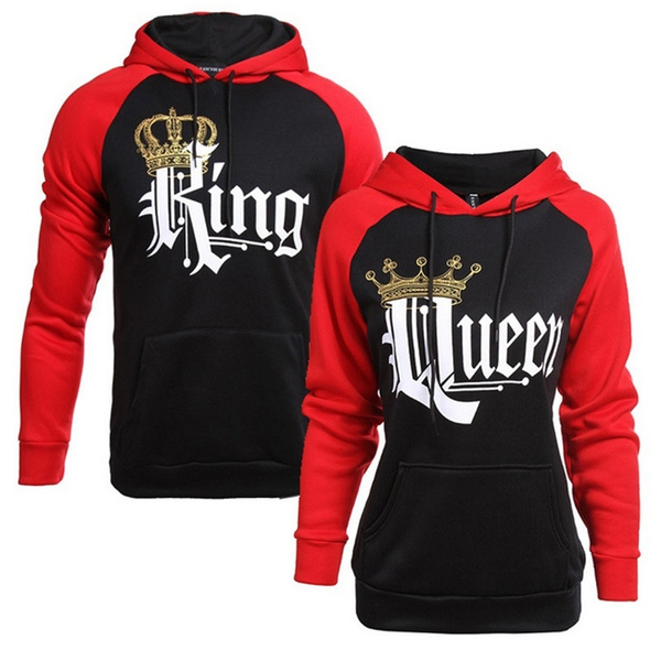 King and sale queen hoodies red